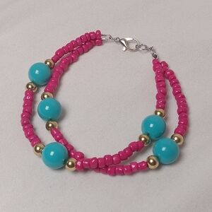 Hand Crafted Turquoise Beaded Bracelet